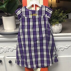 Sara Lynn Togs LSU Kids Purple Plaid Dress WITH BLOOMERS